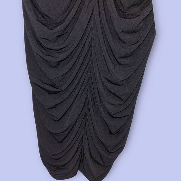 Eloquii Black Maxi Dress 3/4 Sleeve‎ Ruched Stretch Jersey Scoop Bodycon Sz 20 - Picture 5 of 11